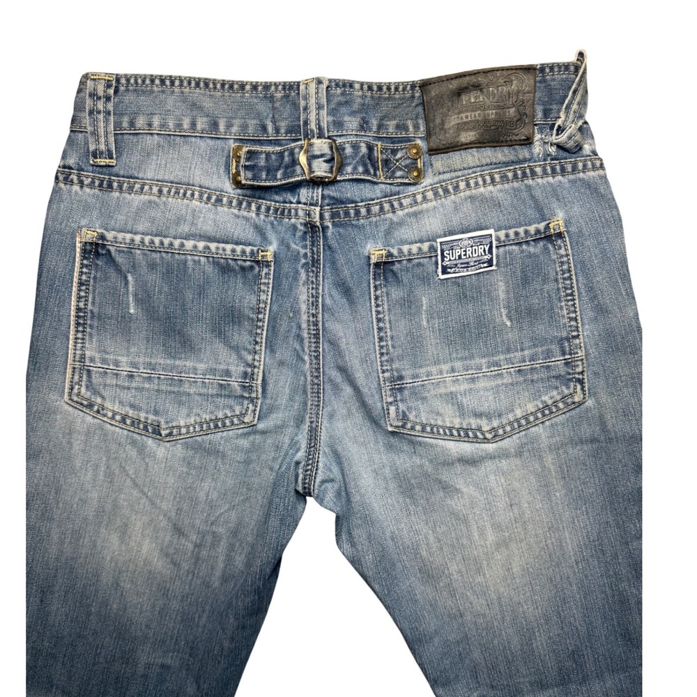 Superdry Dean Jeans Men's 30x32 Slim Fit Denim Medium Wash Whiskering Faded - Picture 12 of 15